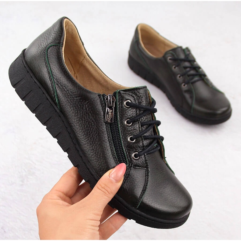 Chaussures confortables en cuir pour femmes, vertes Helios 429.567 1