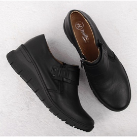 Chaussures compensées confortables pour femmes en cuir noir Helios 640S le noir 3