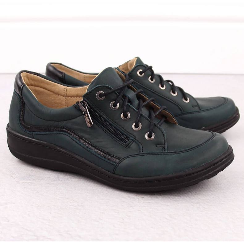 Chaussures confortables en cuir vert pour femmes Helios 411 2