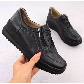 Chaussures femme confortables en cuir noir Helios 419 1