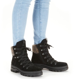 Bottines en cuir à pointes pour femme, noires Rieker X8200-00 le noir 1