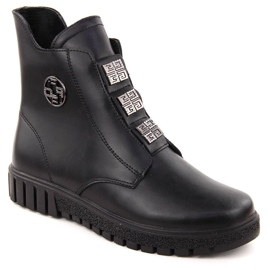 Bottines femme en cuir noir sur plateforme avec décorations, Filippo DBT6360 1