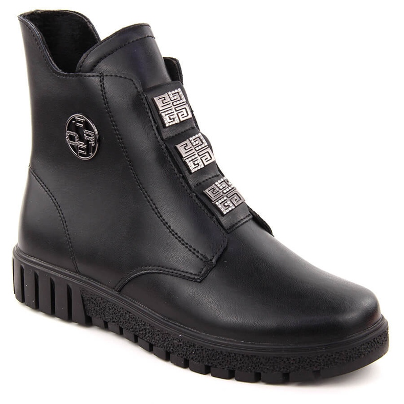 Bottines femme en cuir noir sur plateforme avec décorations, Filippo DBT6360 1
