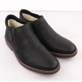Bottes en cuir isolées pour hommes, noires, Rieker 15399-00 le noir 2 Bottes en cuir isolées pour hommes, noires, Rieker 15399-00 le noir 2