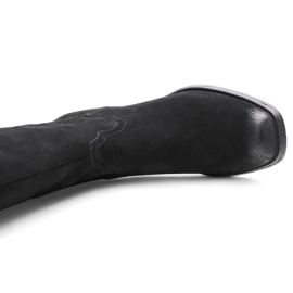 Bottes de cowboy noires en cuir pour femmes par Sergio Leone KZ268 1