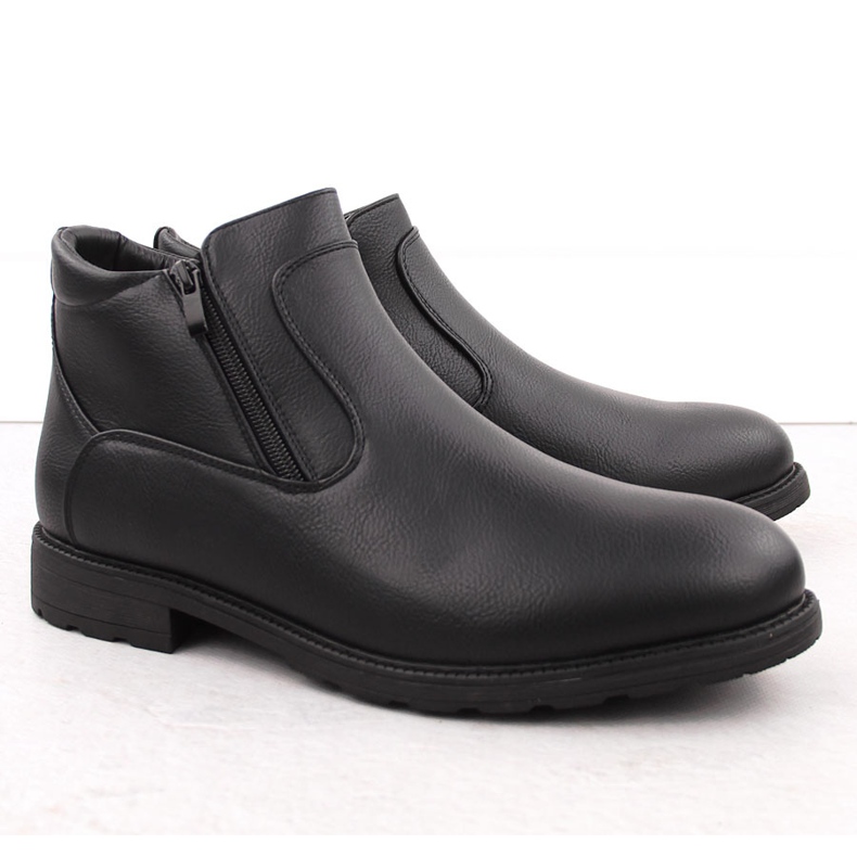 Atletico Bottes pour hommes, bottes Chelsea isolées, noires Style homme WS-002 1