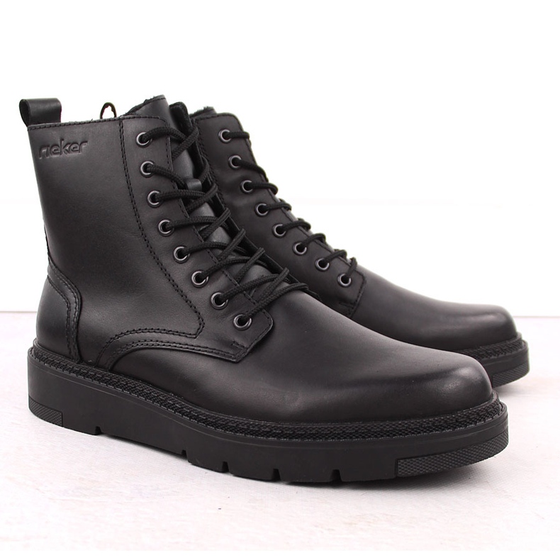 Bottes en cuir isolées pour hommes, noires, Rieker 30101-00 1