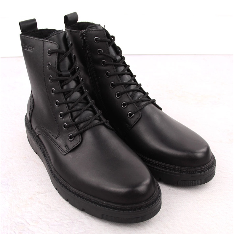 Bottes en cuir isolées pour hommes, noires, Rieker 30101-00 le noir 2