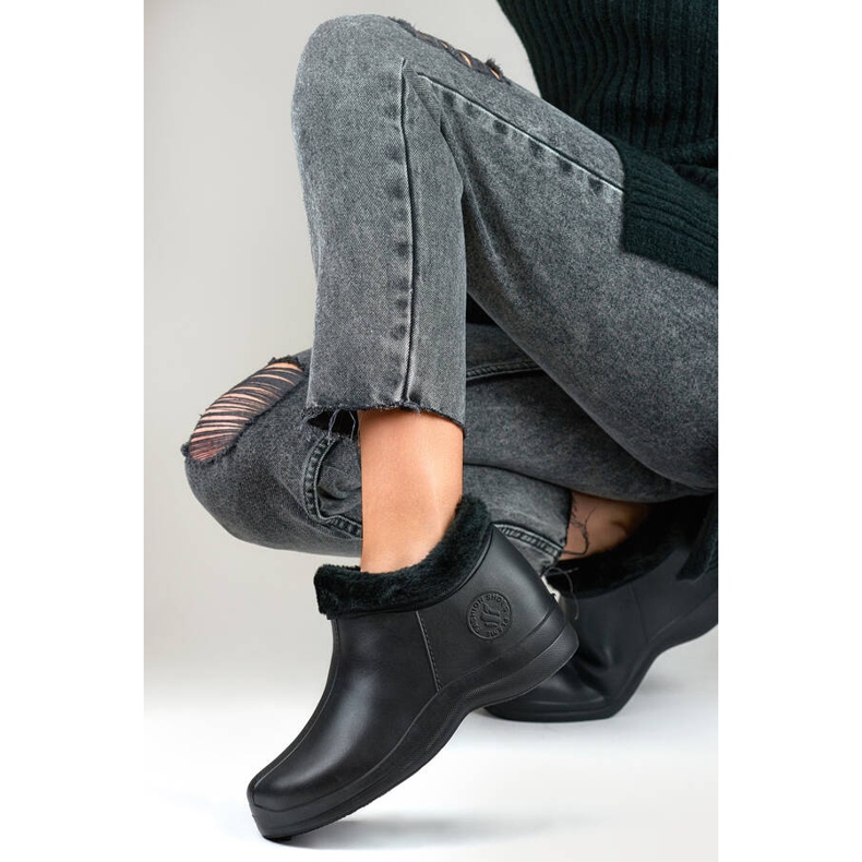 Bottes Wellington isolées avec fourrure pour femme, noires B2016B 1