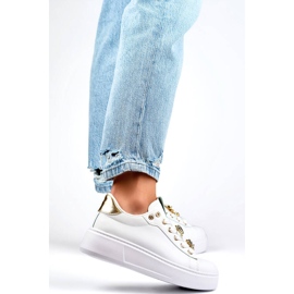 Baskets plateforme avec décorations pour femme, blanc EV392-1GO blanche 2 Baskets plateforme avec décorations pour femme, blanc EV392-1GO blanche 2