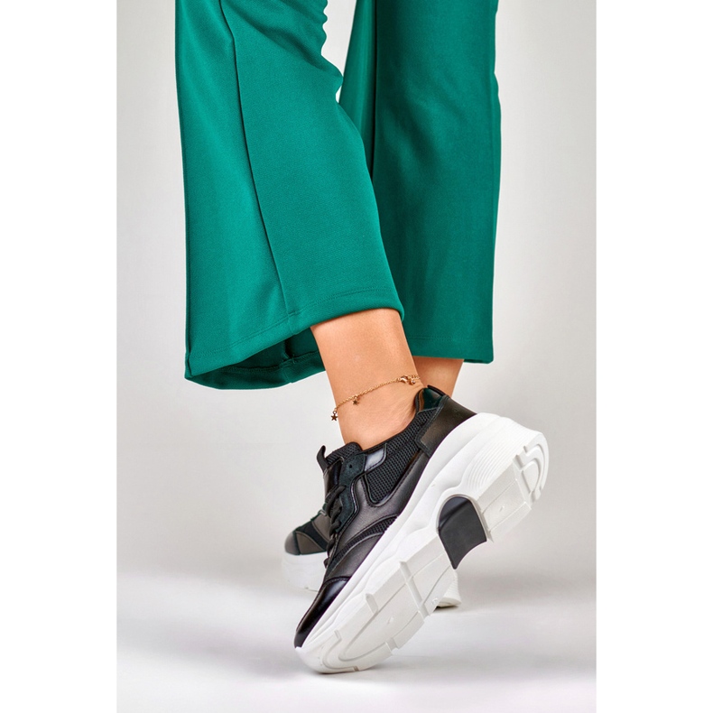 Baskets à plateforme pour femmes, noires, 23-7B 2