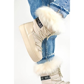 Bottes de neige femme avec fourrure décorative, beige NB605BE 2