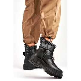 Bottes de neige pour femmes avec chaîne velcro, noires JH-5B le noir 1