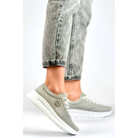 Baskets en cuir à plateforme pour femmes, gris GD-XF-108G 2