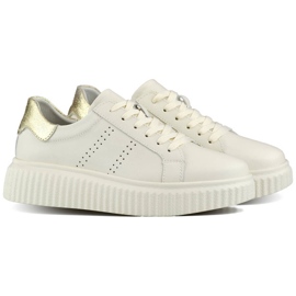 Chaussures de sport en cuir sur plateforme pour femme, beige GD-RS2007BE 1