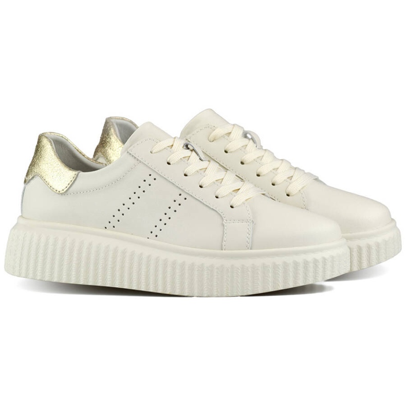 Chaussures de sport en cuir sur plateforme pour femme, beige GD-RS2007BE 1