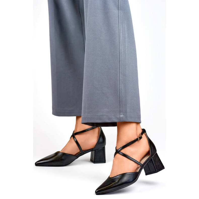Escarpins femme à brides sur talon bas, noir GD-FL1150B 2