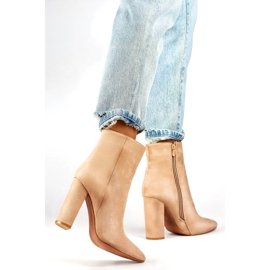 Bottines femme en daim à talon pointu, beige D7959B 2
