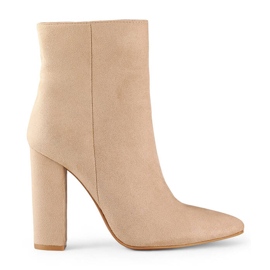 Bottines femme en daim à talon pointu, beige D7959B 4