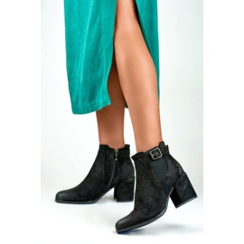 Bottines en daim pour femmes, noires, 260041B-SU le noir 2