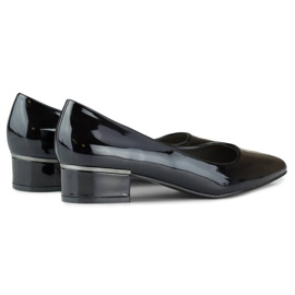 Escarpins femme à bout pointu et talon bas, noir verni, GD-XR106C-B le noir 2