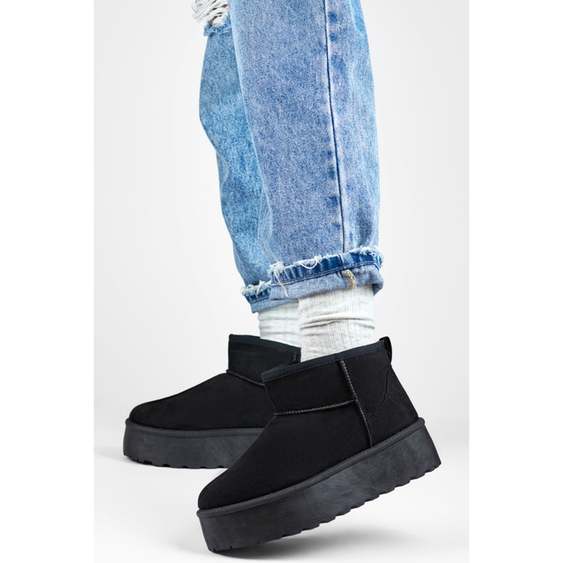 Bottes de neige mukluk pour femmes à semelle épaisse, noir 2818B 1