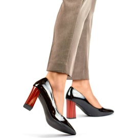 Escarpins hauts vernis rouges pour femmes, noirs GD-FL486B-B 2