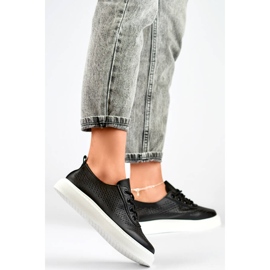 Chaussures plateforme femme, baskets ajourées, noir 777-1B le noir 4
