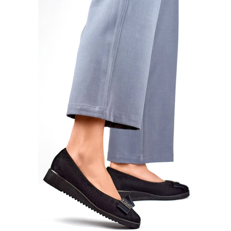 Chaussures femme en daim avec semelle compensée et décoration, noir GD-FL766A-B le noir 2