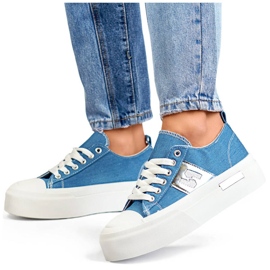 Baskets en jean bleu à semelle épaisse LY100BL 1