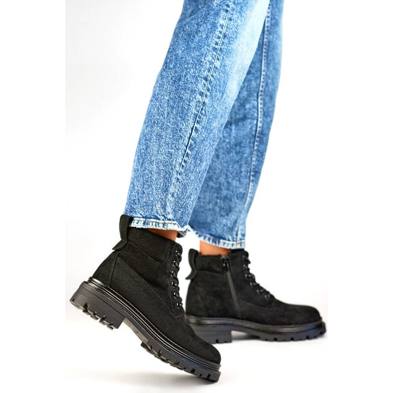 Bottines isolées en daim pour femme, noires A5201B le noir 2