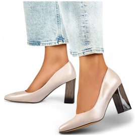 Escarpins pointus à talon haut décoratif pour femme, beige GD-FL486A-L.BE 1