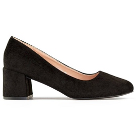 Escarpins femme à petit talon en daim noir 8338-260B le noir 4