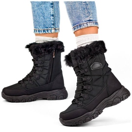 Bottes de neige isolées avec fourrure pour femme, noir 9093B le noir 1