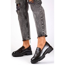 Mocassins femme à semelle épaisse, mocassins noirs XR-374B le noir 2