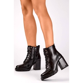 Bottines isolées à talons hauts pour femmes, noires 24-12493B le noir 2