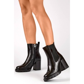 Bottines Chelsea isolées à talon haut pour femme, noir 24-12495B 2