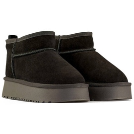 Bottes de neige en cuir et daim pour femme, noir XF-159B le noir 4