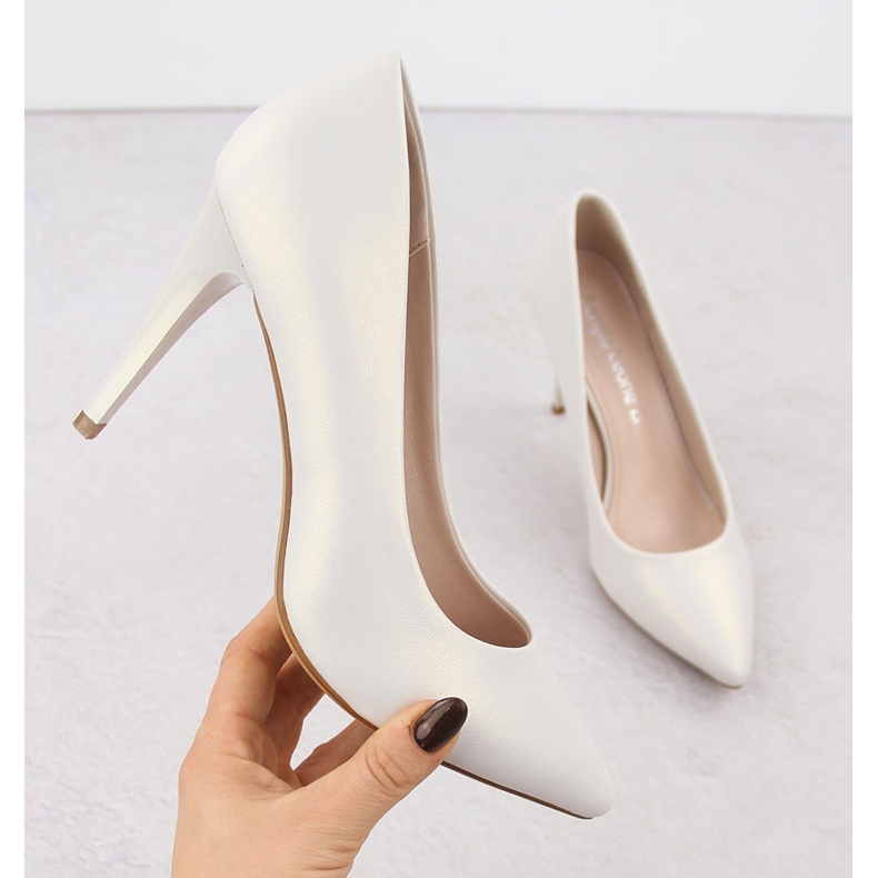 Escarpins perles crème Sergio Leone 1878 blanche 1