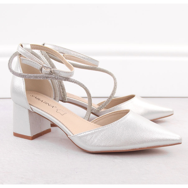 Sandales pointues femme Sabatina argentées avec zircons cubiques 2 Sandales pointues femme Sabatina argentées avec zircons cubiques 2