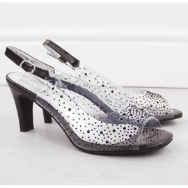 Sandales femme transparentes à talons hauts avec zircons, noir Potocki WS43317 le noir 3