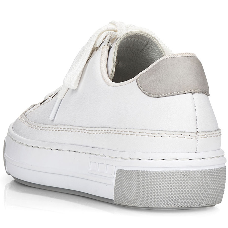 White Rieker L8847-80 Chaussures de sport en cuir pour femmes blanc 1