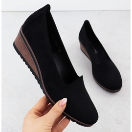 Chaussures sur coins en daim noir Potocki SZ12276 le noir 1