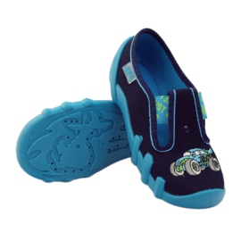 Befado chaussures pour enfants pantoufles 290x161 bleu marine bleu vert 3
