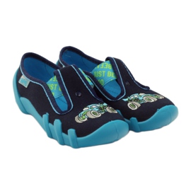 Befado chaussures pour enfants pantoufles 290x161 bleu marin bleu vert 4