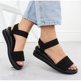 Sandales des femmes en fossé bas de Suede Black M. Daszyński MR2267-8 le noir 4
