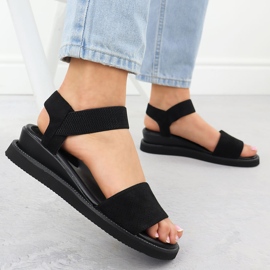 Sandales des femmes en fossé bas de Suede Black M. Daszyński MR2267-8 le noir 5