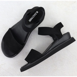 Sandales des femmes en fossé bas de Suede Black M. Daszyński MR2267-8 le noir 3