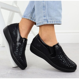 Chaussures confortables pour femmes en imprimé léopard inséré unisoft 8910 le noir 4