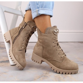 Bottines isolées en daim à talon haut et plateforme M.Daszyński W SAN22, beige 11
